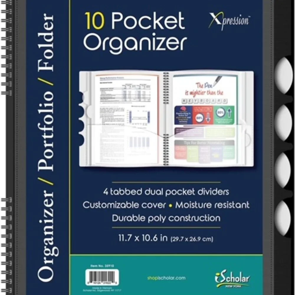 Scholar 10 BLACK Packet Organizer, folder, Portfolio 4ct